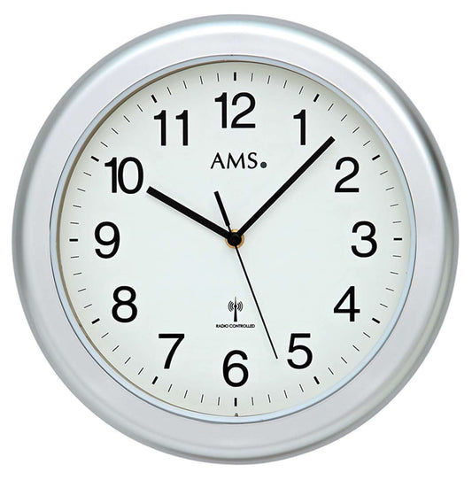 AMS Wanduhr 30 cm Ø Kunststoff • Funkgesteuert • Modernes Design