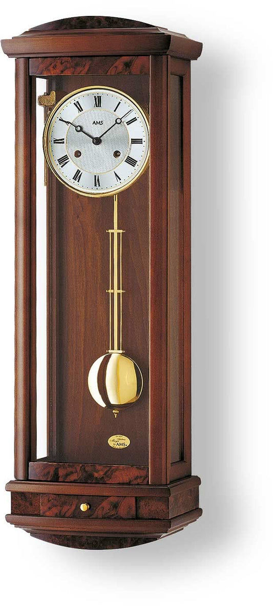 AMS Wall Clock 65x24x15 cm Wood • Mechanical 14-day movement • Bim-Bam striking mechanism