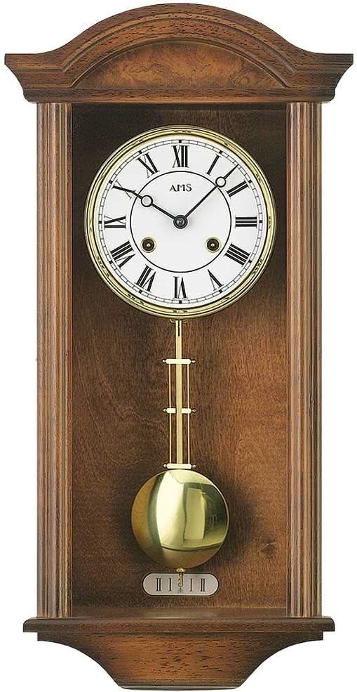 AMS Wall Clock 53x27x13 cm Wood • Mechanical 14-Day Movement • Manual Chime Shut-off