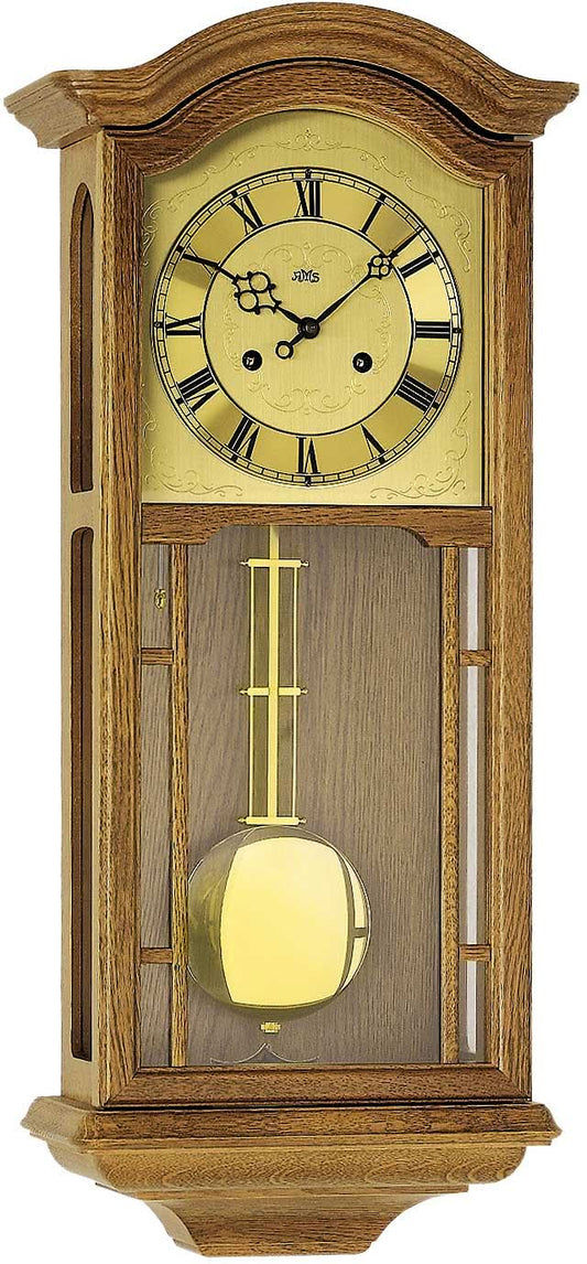 AMS Wall Clock 67x27x15 cm Wood • Mechanical Movement • Bim-Bam Chime