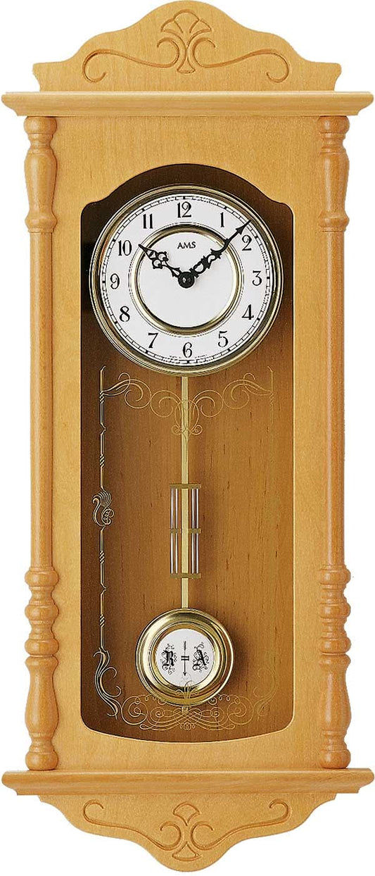 AMS Wall Clock 68x30x10 cm Wood • Westminster Chime • Pendulum Clock