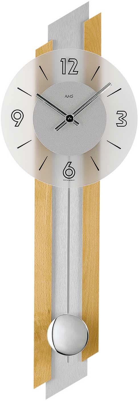 AMS Wall Clock 62x23x7 cm Wood • Silent Quartz Movement • Modern Design