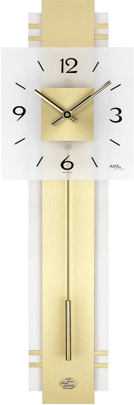 AMS Wall Clock 68x22x7 cm Glass • Modern Design • Quartz Pendulum Movement