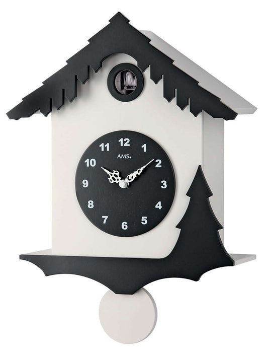 AMS Wanduhr 34x30x10 cm Holz • Kuckucksruf • Automatische Nachtabschaltung