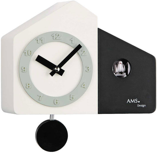 AMS Wanduhr 18x23x10 cm Holz • Kuckucksruf • Modernes Design