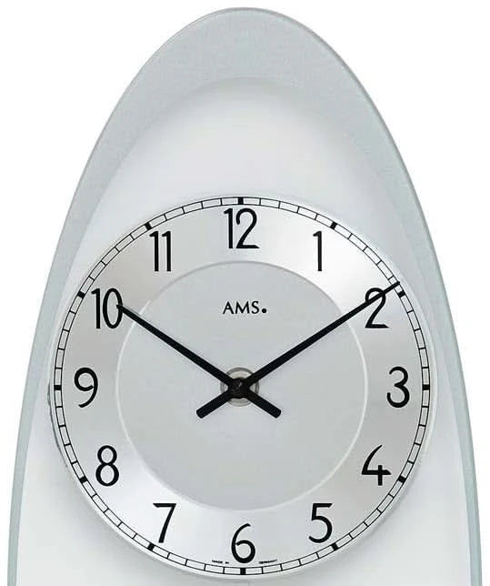 AMS Wanduhr 50x19x3 cm Glas • Präzises Quarzpendelwerk • Modernes Glas-Metall-Design
