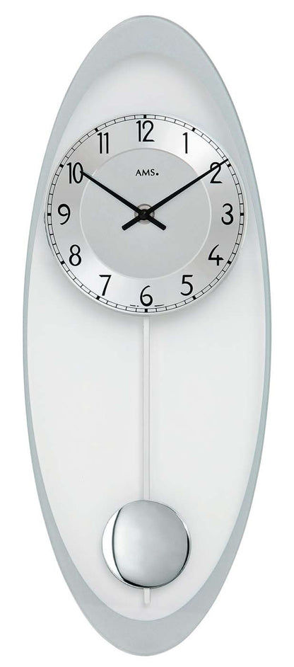 AMS Wanduhr 50x19x3 cm Glas • Präzises Quarzpendelwerk • Modernes Glas-Metall-Design