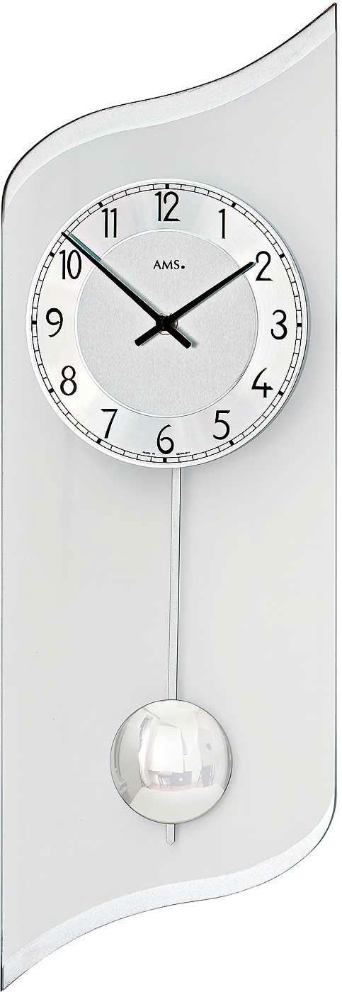 AMS Wanduhr 55x19x4 cm Glas • Modernes Design • Quarz-Pendelwerk