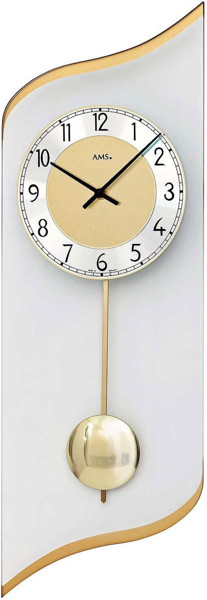 AMS Wanduhr 55,0x19,0 cm Glas • Edles Design • Präzises Quarzwerk