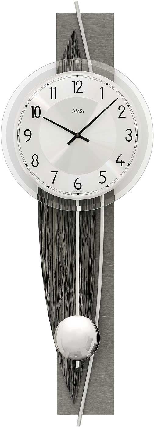 AMS Wanduhr 67x23x8 cm Holz • Modernes Design • Quarz Uhrwerk