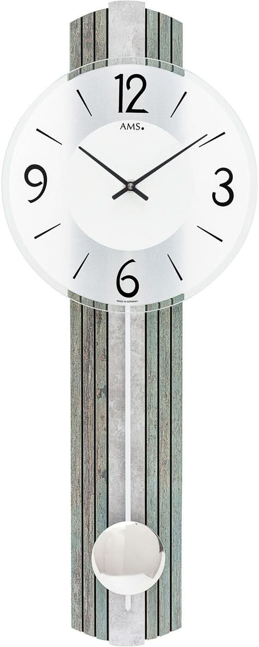 AMS Wanduhr 62x23x6 cm Holz • Quarz Uhrwerk • Modernes Design