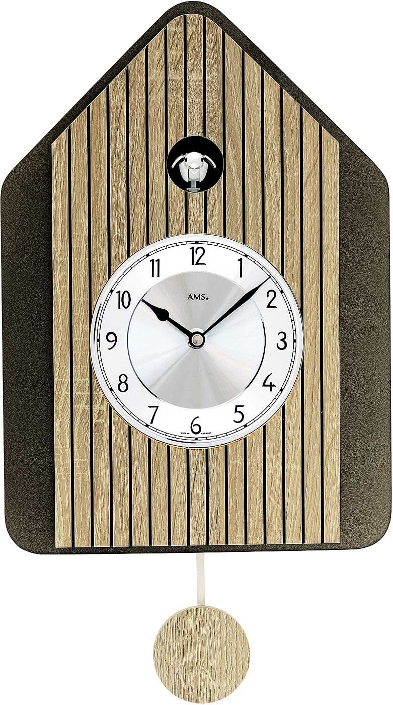 AMS Wanduhr 34x24x5 cm Holz • Kuckucksruf • Modern