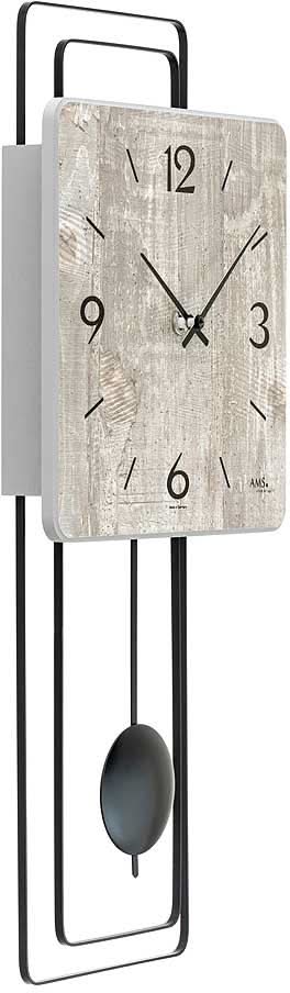 AMS Wall Clock 50x23x5 cm Wood and Metal • Quartz Movement • Modern Design
