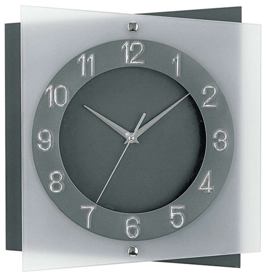 AMS Wanduhr 31 cm Ø Glas • Quarzuhrwerk • Modernes Design • Made in Germany