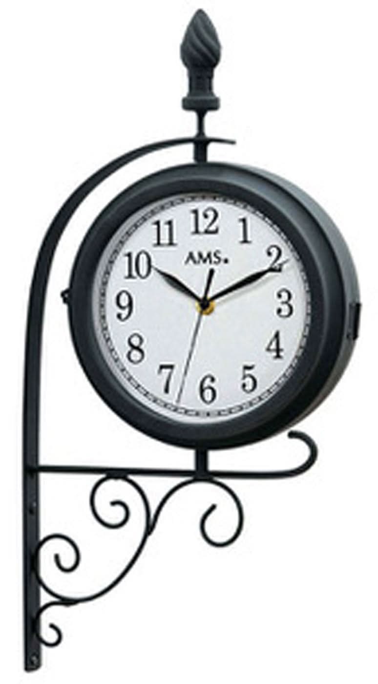 AMS Wanduhr 54x24x9 cm Metall • Doppelseitig • Geräuschlos