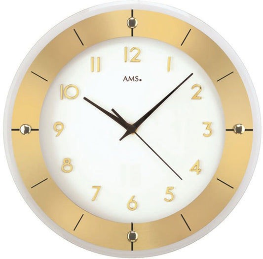 AMS Wanduhr 31 cm Ø Kunststoff • Zeitloses Design • Präzises Quarzwerk