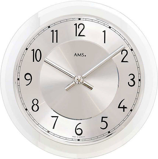AMS Wanduhr 23x23x3 cm Glas • Quarzuhrwerk • Mineralglas
