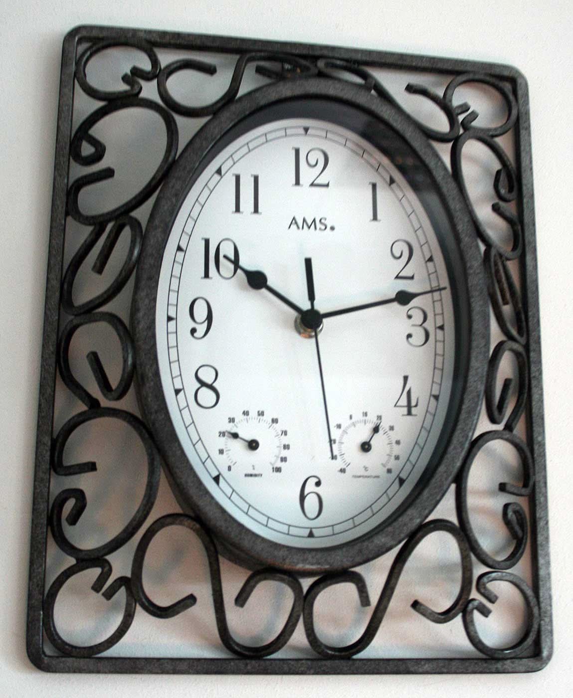 AMS Wanduhr 31x23x5 cm Metall • Klassisches Design • Präzises Quarzwerk
