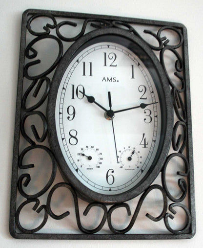 AMS Wanduhr 31x23x5 cm Metall • Klassisches Design • Präzises Quarzwerk