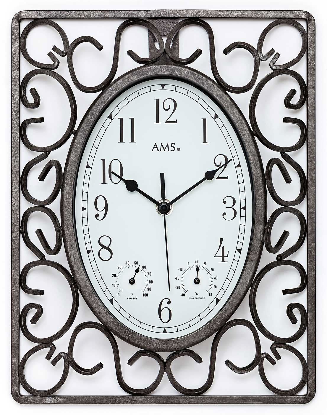 AMS Wanduhr 31x23x5 cm Metall • Klassisches Design • Präzises Quarzwerk