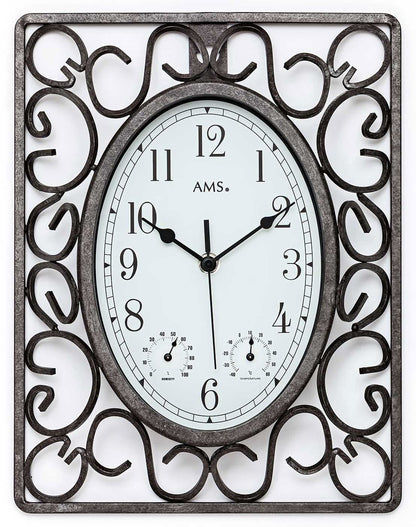 AMS Wanduhr 31x23x5 cm Metall • Klassisches Design • Präzises Quarzwerk