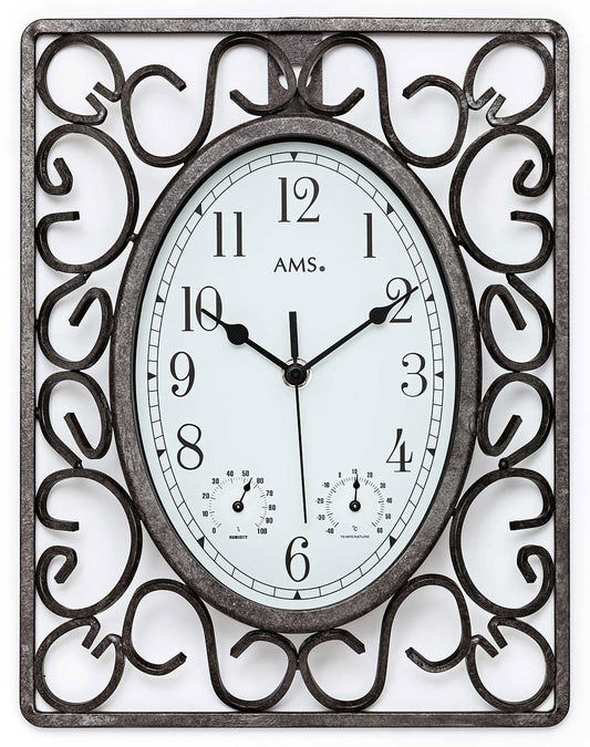 AMS Wanduhr 31x23x5 cm Metall • Klassisches Design • Präzises Quarzwerk