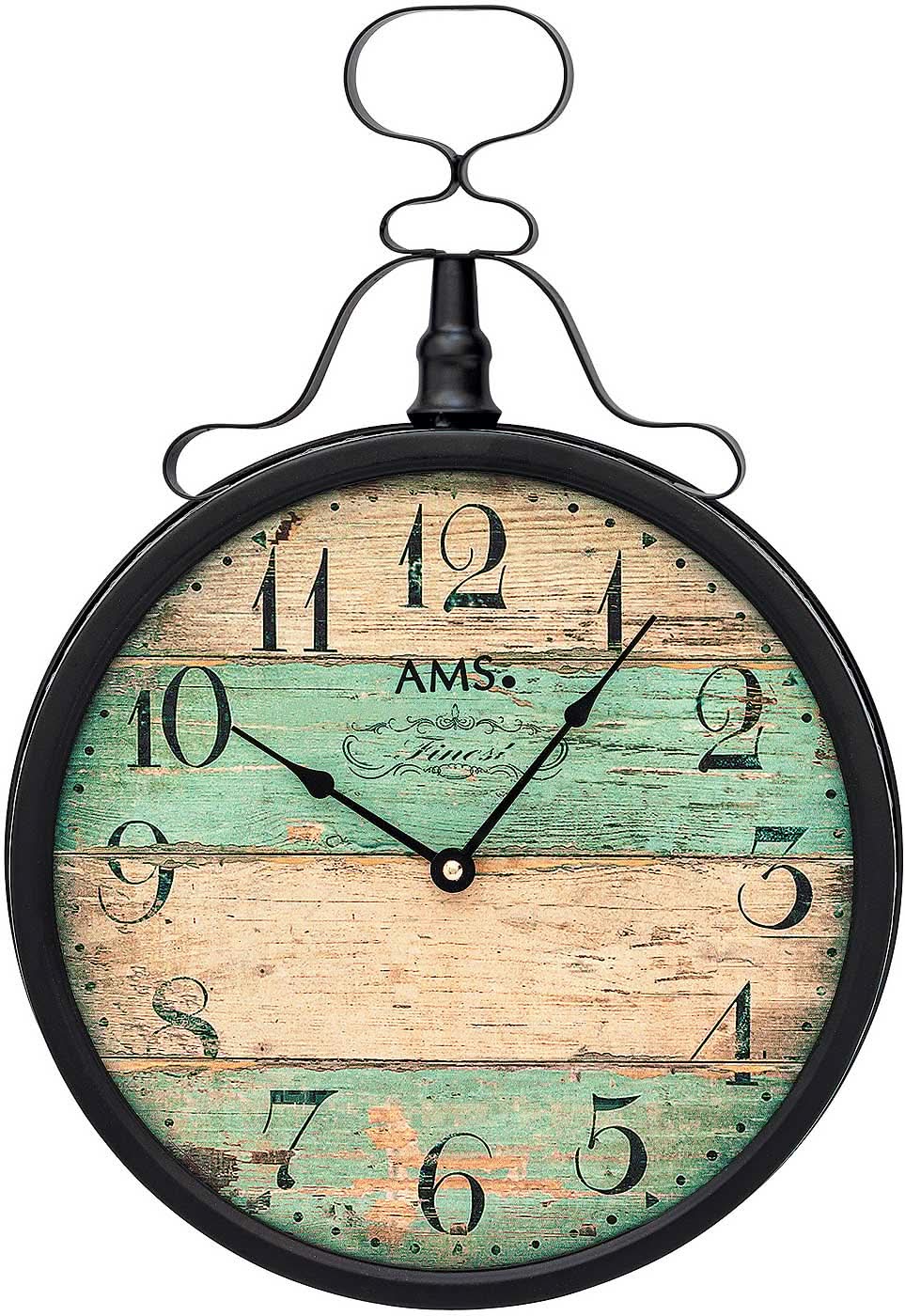 AMS Wanduhr 47x32x6 cm Metall • Geräuschloses Quarzwerk • Modernes Design