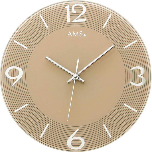 AMS Wanduhr 30x30x3 cm Glas • Quarz Uhrwerk • Modernes Design