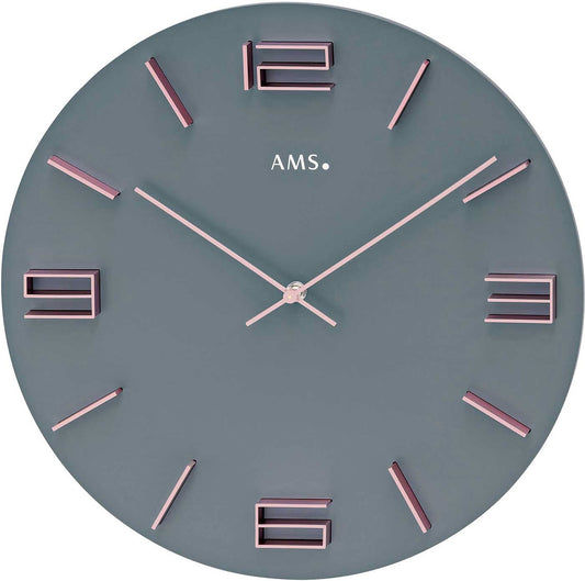 AMS Wanduhr 40x40x4 cm Holz • Zeitloses Design • Präzises Quarzwerk