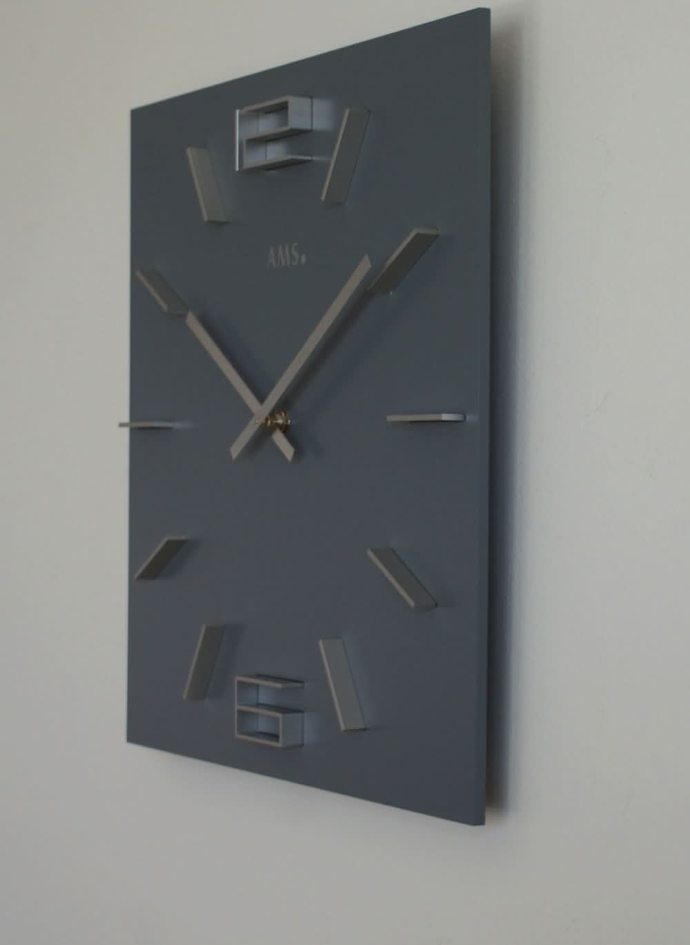 AMS Wall Clock 34x34x4 cm Wood • Modern Design • Precise Quartz Movement