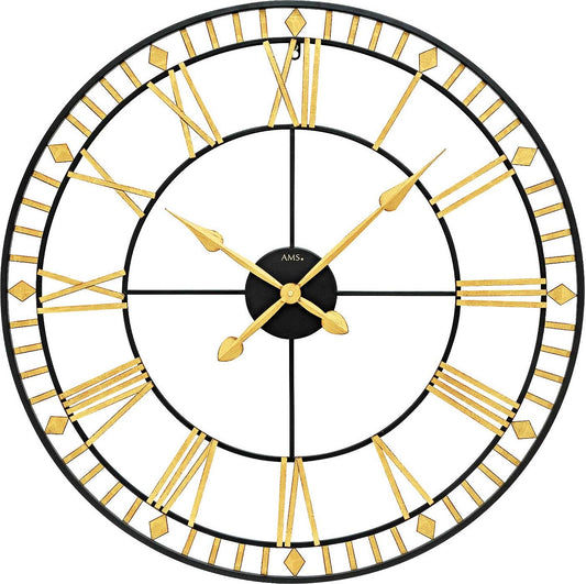 AMS Wanduhr 80 cm Ø Metall • Industrial-Look • Römische Ziffern