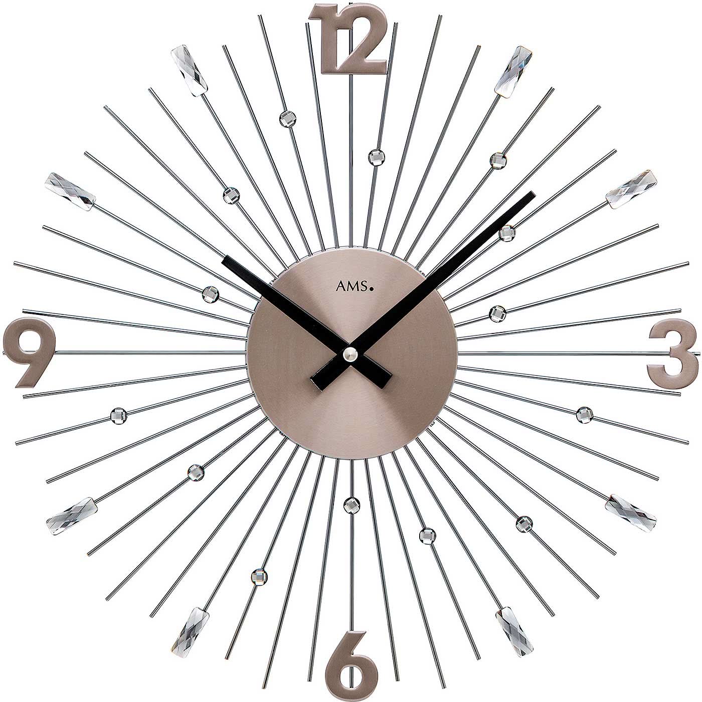 AMS Wanduhr 38,99 cm Ø Metall • Modernes Design • Präzises Quarzwerk