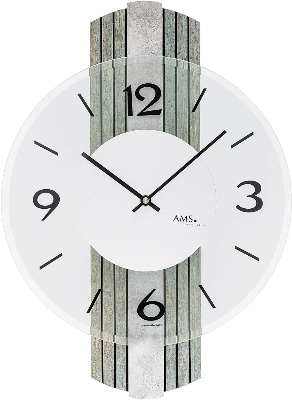 AMS Wall Clock 38x27x5 cm Wood • Modern Design • Precise Quartz Movement