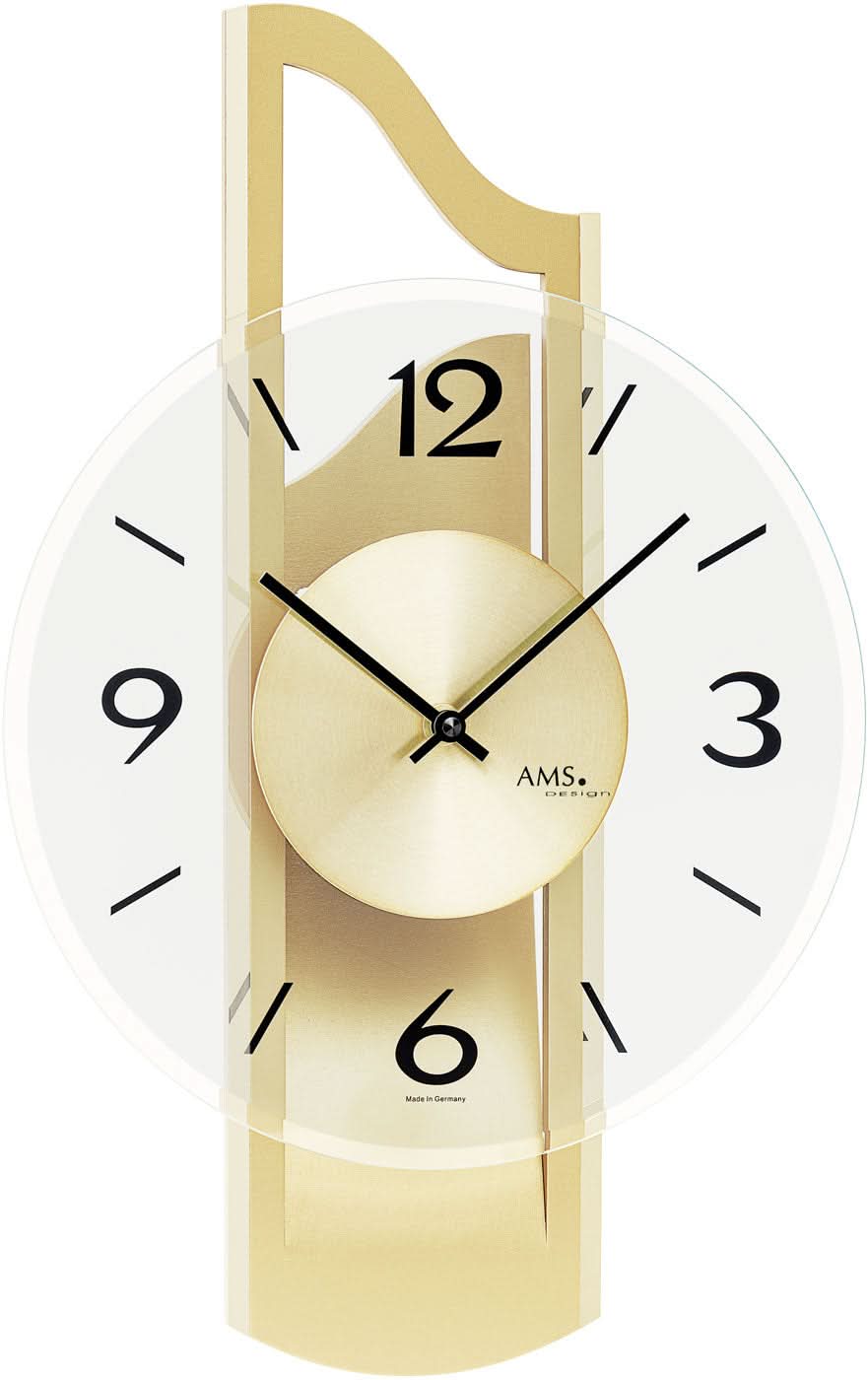 AMS Wanduhr 42x27x9 cm Holz • Modernes Design • Präzises Quarzwerk