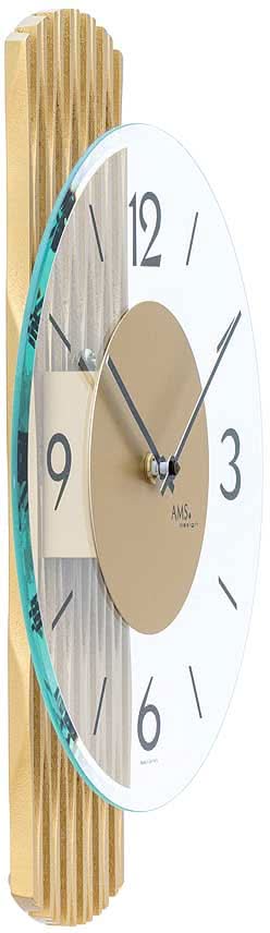 AMS Wanduhr 38x27x6 cm Glas • Modernes Design • Präzises Quarzwerk
