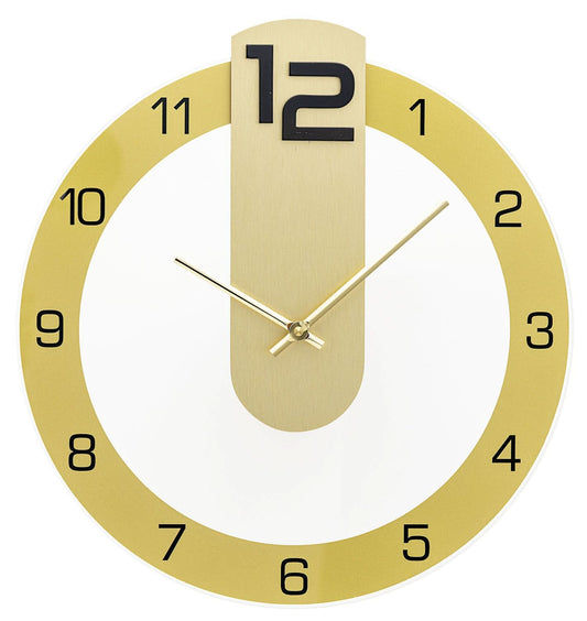 AMS Wanduhr Messing, Glas • Zeitloses Design • Präzises Quarzwerk