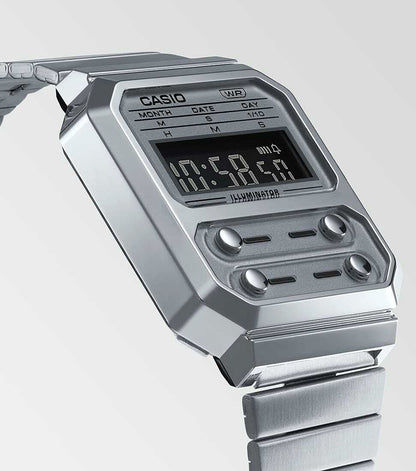 Casio Vintage A100WE-7BEF Uhr • Kultiges Retro-Design • Stoppuhr & Kalender