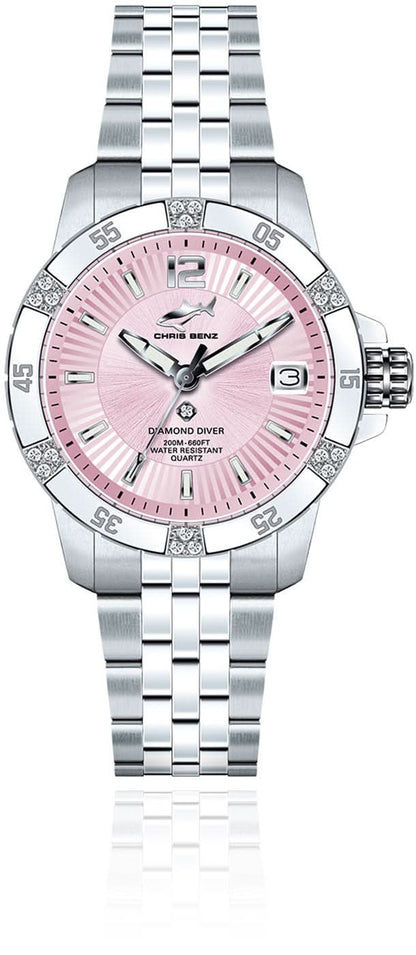Chris Benz Diamond Diver CB-DD200-R-MBJ Damenuhr • Saphirglas • 200m Wasserdicht