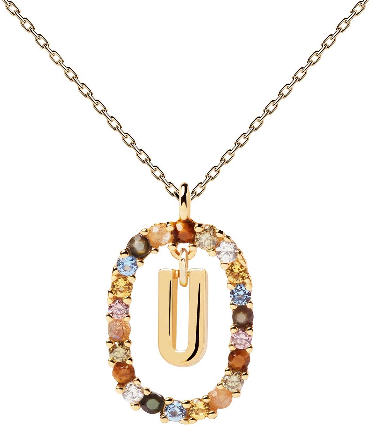 Letter U Necklace - Sterling Silver, 18K Gold Plating