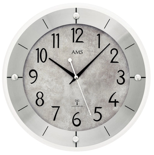 AMS Wanduhr 31 cm Ø Aluminium • Geräuscharm • Funkgesteuert