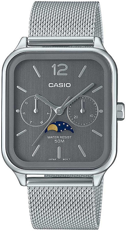 Casio Timeless Collection MTP-M305M-8AVER Men's Watch • Moon Phase Display • Mesh Bracelet