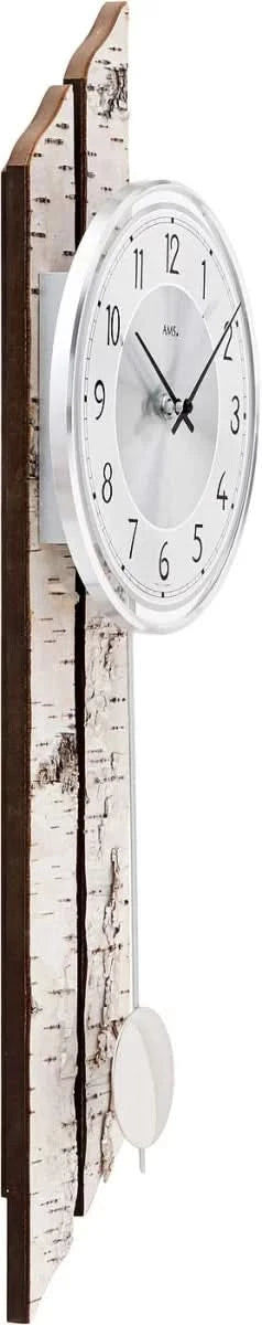 AMS Wanduhr 65x22x8 cm Holz • Modernes Design • Quarzpendelwerk