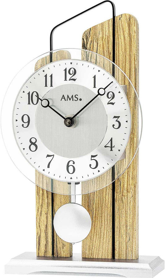 AMS Table Clock 25x14x6 cm Wood • Silent Quartz Movement • Modern Design