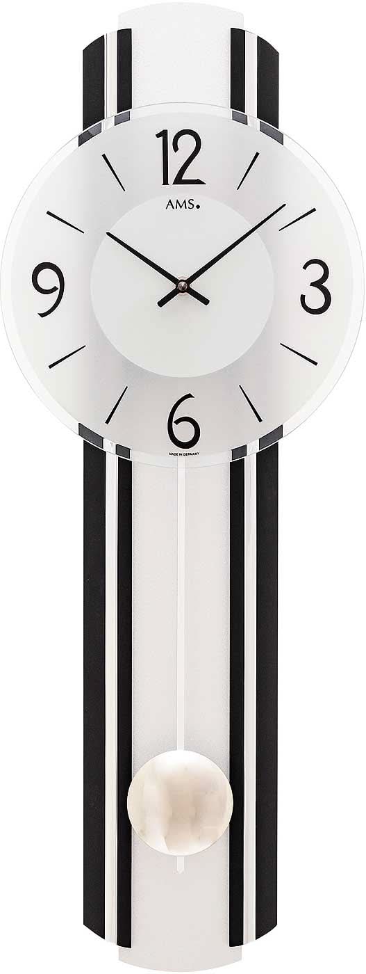 AMS Wanduhr 64x23x7 cm Holz • Präzises Quarzwerk • Modernes Design