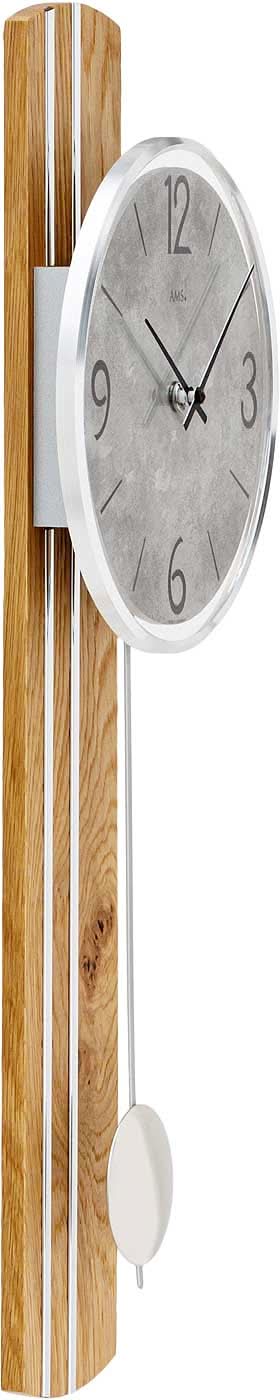 AMS Wanduhr 60x22x8 cm Holz (Wildeiche) • Präzises Quarzpendelwerk • Elegantes Design