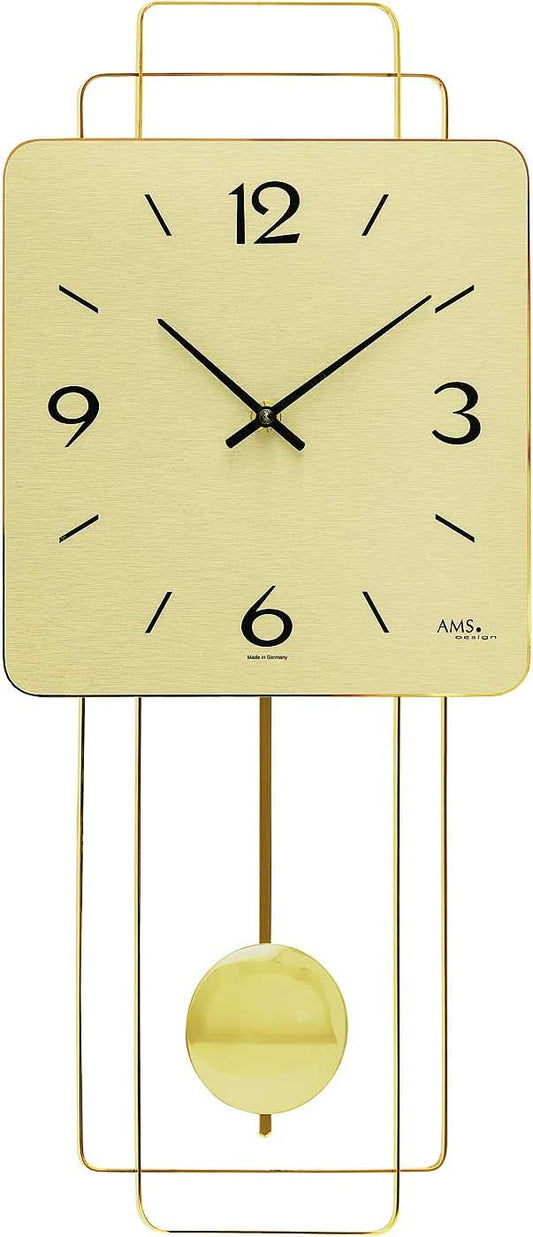 AMS Wanduhr 50x23x5 cm Holz • Präzises Quarzuhrwerk • Made in Germany