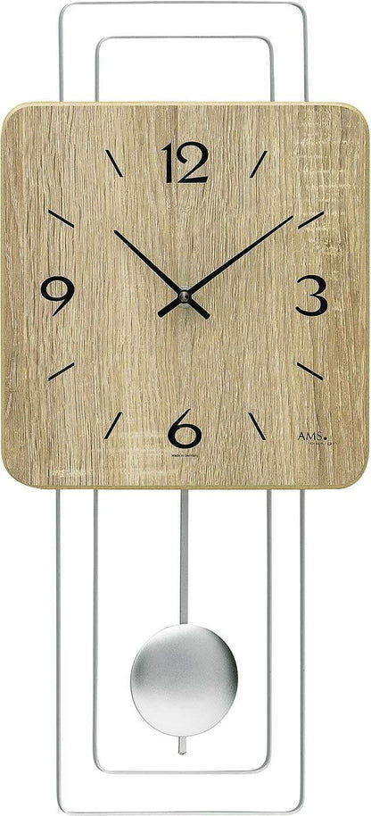 AMS Wall Clock 50x23x5 cm Wood • Quartz Movement • Modern Design