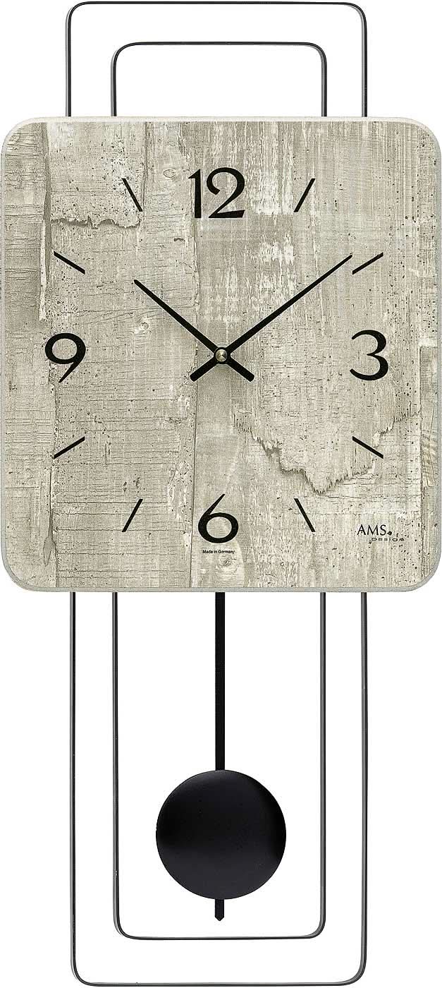 AMS Wall Clock 50x23x5 cm Wood and Metal • Quartz Movement • Modern Design