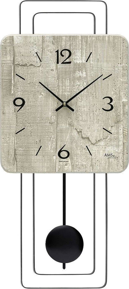 AMS Wall Clock 50x23x5 cm Wood and Metal • Quartz Movement • Modern Design