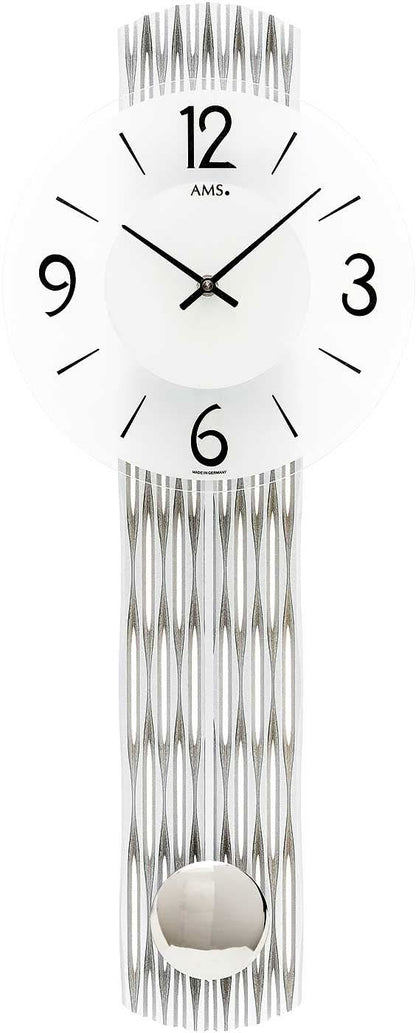 AMS Wanduhr 62 cm Holz • Präzises Quarzuhrwerk • Edles Holzgehäuse